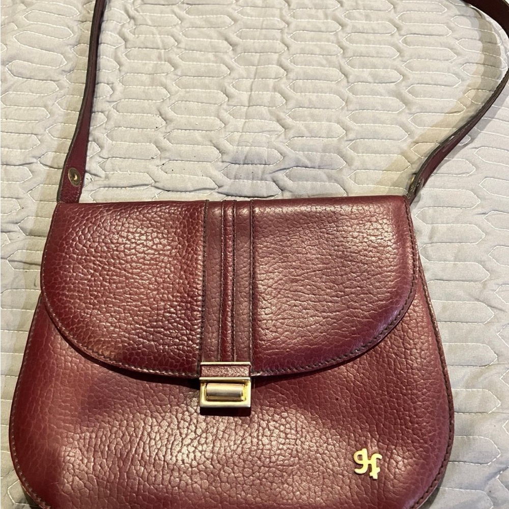 Vintage JH Joan & David Burgundy Leather Shoulder Bag